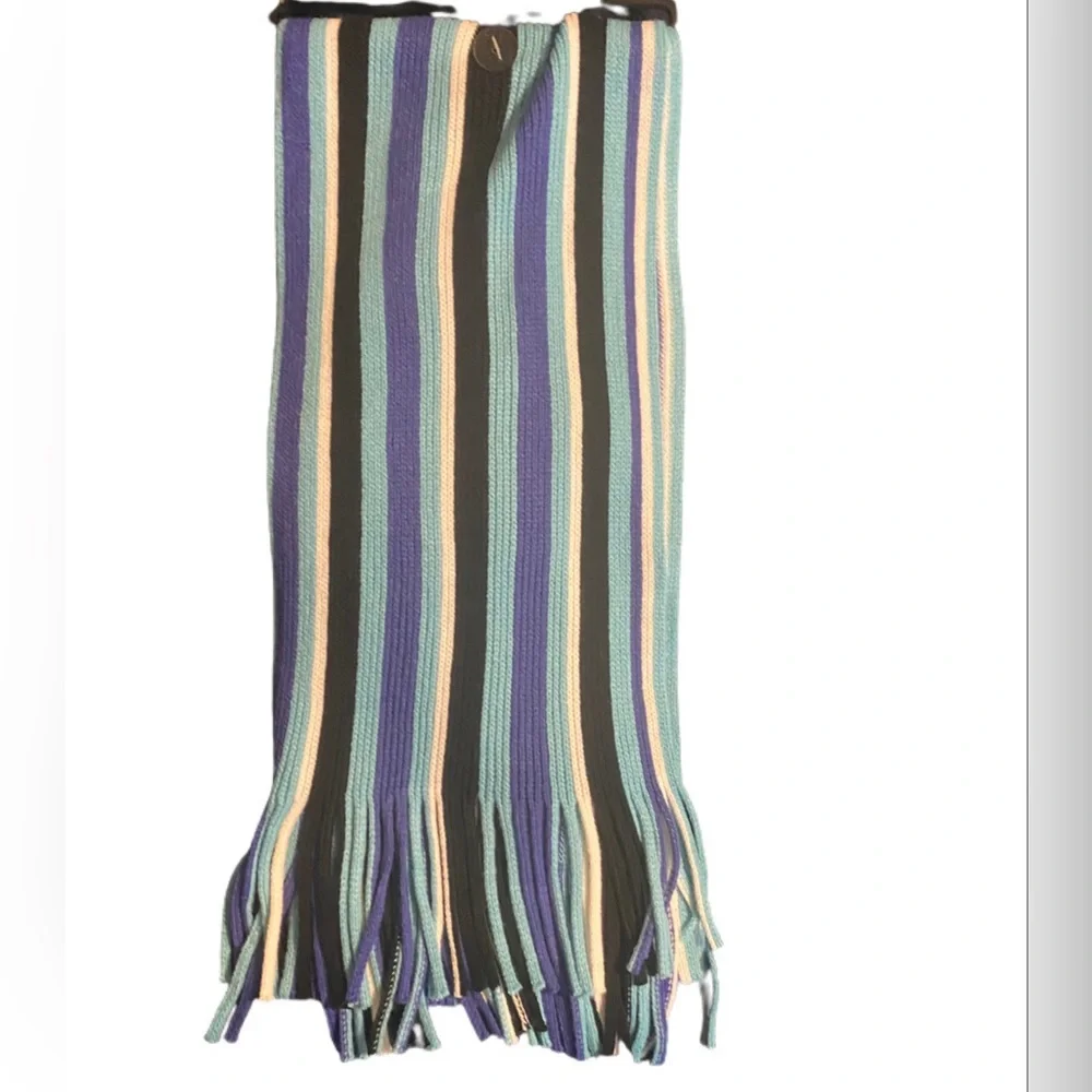 Beautiful Striped Scarf and Gloves Matching Set
